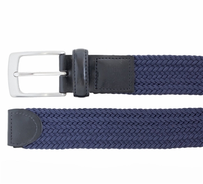 Men's Custom Leather Glenayr Golf Belt, Braided Navy