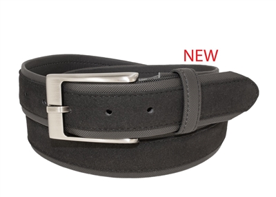 Men's Leather Glenayr Golf Belt, black suede overlay & nickel buckle