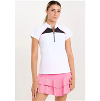 Sofibella Women's Zip Short Sleeve Top, White