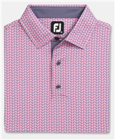 Footjoy Menâ€™s Leaf Print Lisle Polo, Pink/Purple Dusk