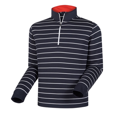 FootJoy Men's Layering-   Double Layer Stripe Half-Zip Mid Layer