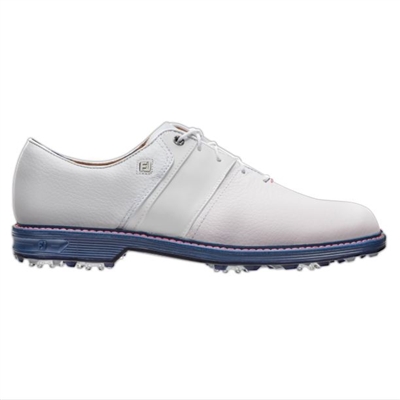 Footjoy Menâ€™s Premiere Series Packard Spiked, White/Pink/Navy (Prior Gen)