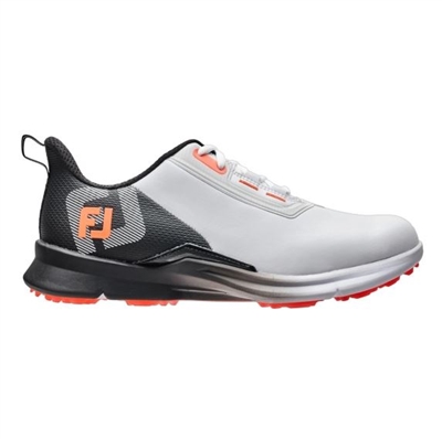 FootJoy Men's Fuel Spikeless Shoe, White/Black/Coral