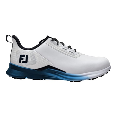 FootJoy Men's Fuel Spikeless Shoe, White/Navy/Blue