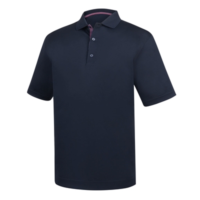 FootJoy Men's Golf Shirt -  Stretch Pique Basketweave Print Trim Knit Collar