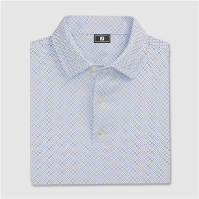 Footjoy Menâ€™s Dot Geo Lisle, White/Blue Breeze