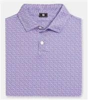 Footjoy Menâ€™s Floral Mark Lisle Golf Shirt, Vivid Violet/Pink Pop/White