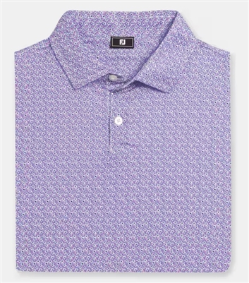 Footjoy Menâ€™s Floral Mark Lisle Golf Shirt, Vivid Violet/Pink Pop/White