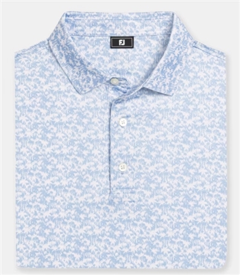 Footjoy Menâ€™s Hidden Palm Lisle Golf Shirt, Chambray / White