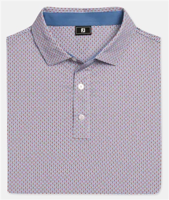 Footjoy Menâ€™s Nautical Flag Lisle Golf Shirt, Nantucket Red/Coastal Blue