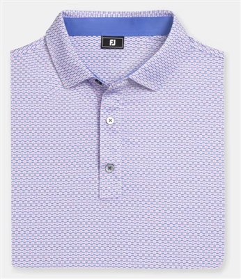 Footjoy Menâ€™s Nautical Flag Lisle Golf Shirt, Pink Pop/Vivid Violet/White
