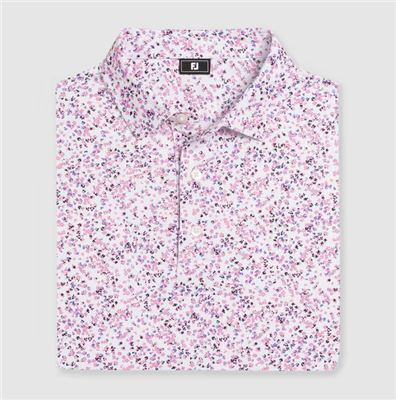 Footjoy Menâ€™s Watercolour Floral Pique, White/Pink Pop/Vivid Violet