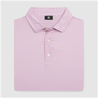 Footjoy Menâ€™s Club Cube Lisle Golf Shirt, White/Orchid Smoke