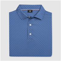 Footjoy Menâ€™s Spark Geo Lisle Golf Shirt, Riviera Blue/White/Peach