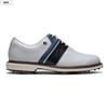FootJoy Men's Premiere Series Packard Spiked Golf Shoe, White / Midnight Navy Lizard Texture / Steel Blue