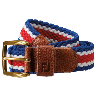 FootJoy Striped Braided Golf Belt - Twilight/Racing Red/White, Long