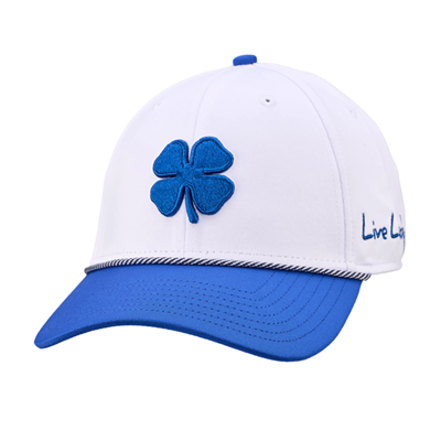 Black Clover Premium Clover 166 Course Logo Adjustable Rope Hat, White/Royal Blue