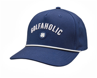 Black Clover Golfaholic 2 Adjustable Hat w/ Rope, Navy/White