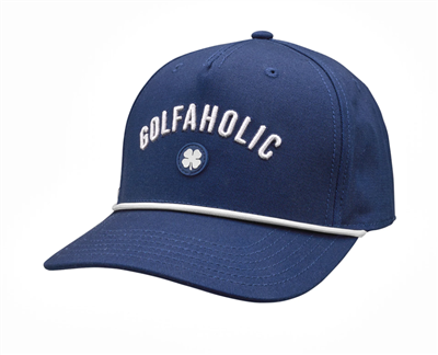 Black Clover Golfaholic 2 Adjustable Hat w/ Rope, Navy/White