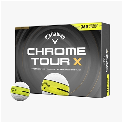 Callaway Chrome Tour X Golf Balls, Yellow Stripe
