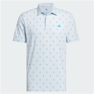 adidas Men's Ultimate365 Essense Print Climacool Polo Shirt, Sky Blue