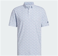 adidas Menâ€™s Ultimate365+ Soft Print polo shirt, Crystal Sky / Dusky Petrol