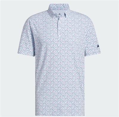 adidas Menâ€™s Ultimate365+ Soft Print polo shirt, Crystal Sky / Dusky Petrol
