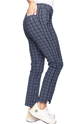 Golftini Women's Ankle Pant, 27" - Navy/Plaid