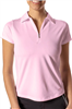 Golftini Women's Short Sleeve Zip Polo, Rose Pink