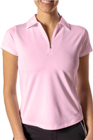 Golftini Women's Short Sleeve Zip Polo, Rose Pink