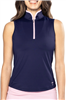 Golftini Women's Cool Girl Mock Sleeveless, Navy/Pink