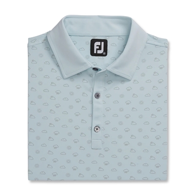 FootJoy FJ Men's Weather Print Polo, Ice Blue