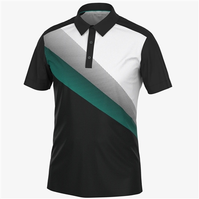Galvin Green Menâ€™s Macoy Breathable Golf Shirt, Black/Atlantis Green