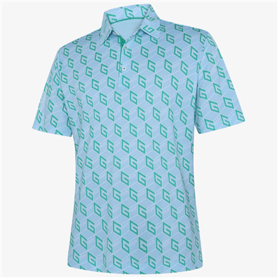 Galvin Green Menâ€™s Martinez Breathable Golf Shirt,  Crystal Blue/Green