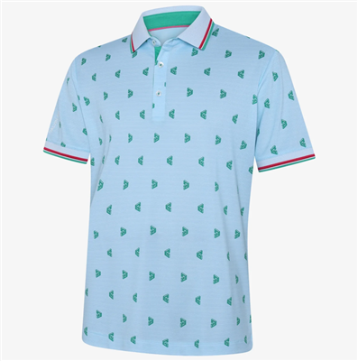 Galvin Green Menâ€™s Mendez Breathable Golf Shirt,  Crystal Blue/Green