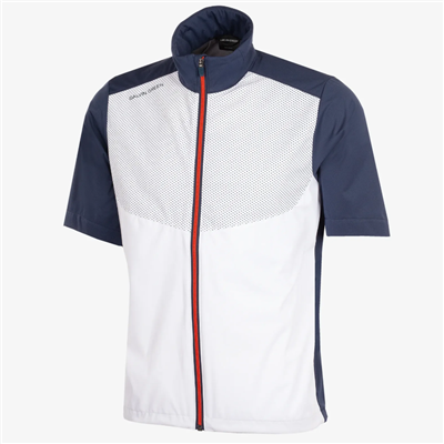 Galvin Green Menâ€™s Livingston Windproof and Water Repellent Golf Jacket, White/Navy/Orange
