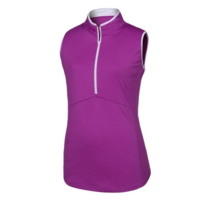 FootJoy Ladies Sleeveless Half-Zip Golf Shirt, Purp/Wte