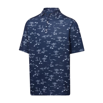 Footjoy Menâ€™s Tropic Golf Lisle Polo, Navy/White