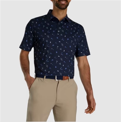 Footjoy Menâ€™s Lisle Clam Bake Polo, Navy