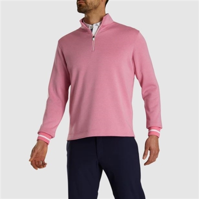 Footjoy Menâ€™s Ribbed Quarter-Zip, Pink