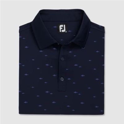 Footjoy School of Fish Lisle Polo, Deep Navy