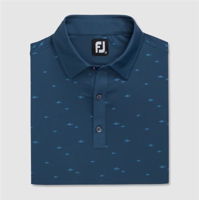 Footjoy School of Fish Lisle Polo, Ink Blue