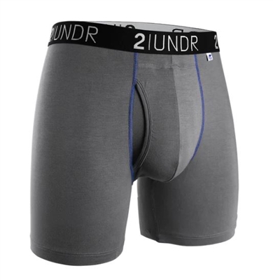 2UNDR Swing Shift 6" Boxer Brief - Grey/Blue