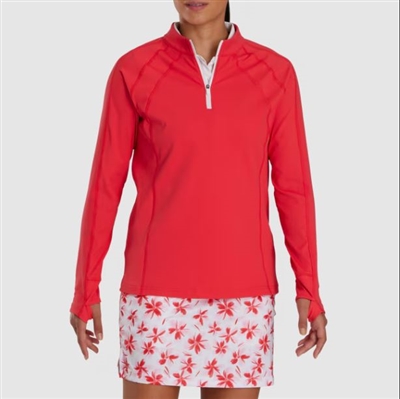 FootJoy Women's Quarter Zip Rib Block, Red