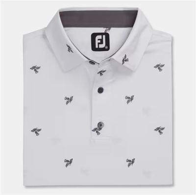 Footjoy Menâ€™s Thistle Print Polo, White