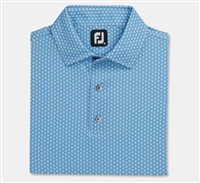 Footjoy Menâ€™s Scallop Shell Golf Shirt, Blue Sky/White