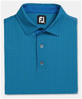 Footjoy Menâ€™s Leaf Lisle Print Polo, Emerald/Blue