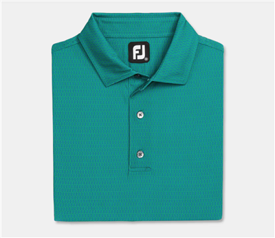 Footjoy Menâ€™s Skyscraper Lisle Print Polo, Blue/Emerald