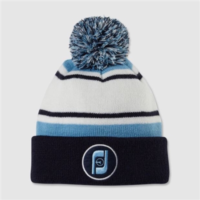 Footjoy Heritage Pom Pom Toque, White/Blue