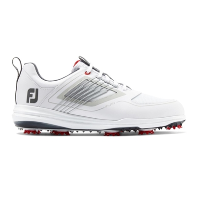 FootJoy FJ Fury Spiked Golf Shoes, White/Red